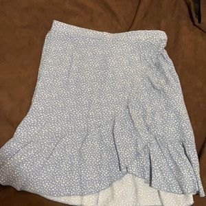 Blue polka dot mini skirt